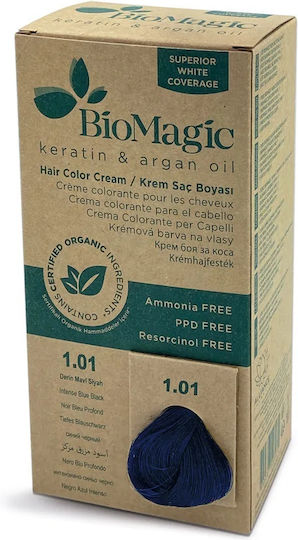 BioMagic Keratin & Argan Oil Βαφή Μαλλιών 1.01 Μπλε Μαύρο