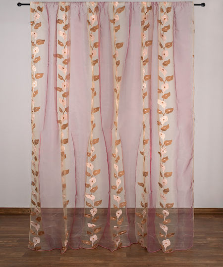 Silk Fashion Κουρτίνα με Τρέσα ZJ05 Μωβ 280x300εκ.