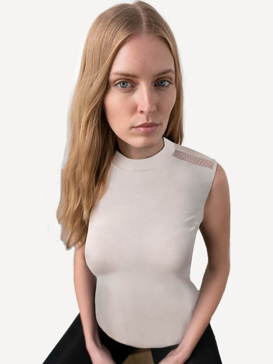 Vamp Ärmellos Cream Damen T-Shirt