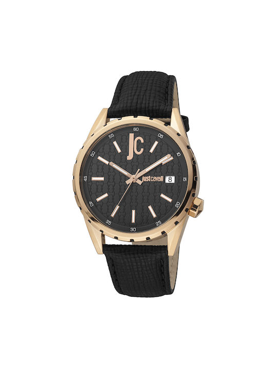 Just Cavalli Watch Battery with Black Leather Strap