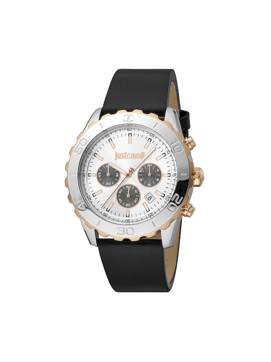 Just Cavalli Watch Battery with Black Leather S...