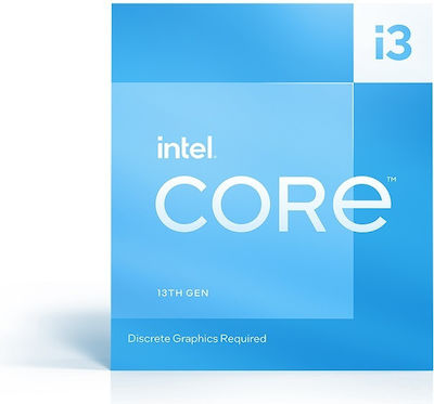 Intel Core i3-13100F 3.4GHz Επεξεργαστής 4 Πυρήνων για Socket 1700 σε Κουτί με Ψύκτρα