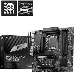 MSI Pro B760M-A WIFI DDR4 Motherboard Micro ATX with Intel 1700 Socket