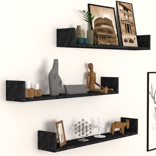 Regale Wand Tyrion GP041-0028,3 3Stück 90x15x12εκ. Schwarze
