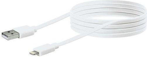 Schwaiger Flat USB-A to Lightning Cable Λευκό 2m (LKF200L532)