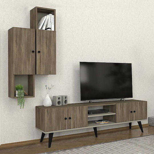 Wohnzimmer TV-Einheit Bergamo Dark Walnut L180xB37xH52cm