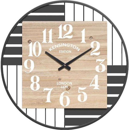 Fylliana Kensington Station Wanduhr Hölzernes Schwarz Ø60cm