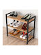 Navari Wooden Shoe Organizer with 3 Shelves Black / Pine Oak 66x36x70cm