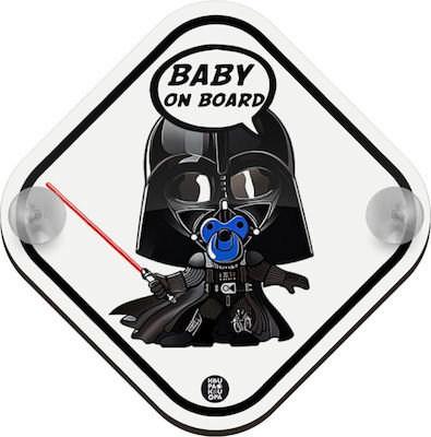 Boy Baby on Board Car Sign Λευκό with Suction Cup Baby Darth Vader