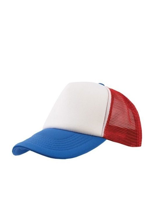 Atlantis Rapper 847 Pentafoil Trucker Jockey Hat 100% polyester White/Red/Royal Blue