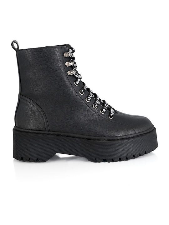 Azarey Women's Leather Combat Boots Black