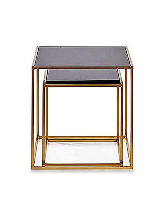 Square Glass Zigon Tables Gold L50xW50xH50cm