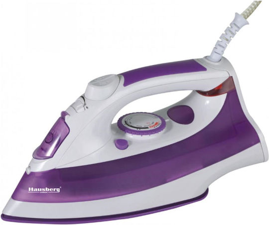 Hausberg HB-7807 HB7807 Steam Iron 2200W with Stainless Steel Plate and Continuous Steam Supply 12g/min