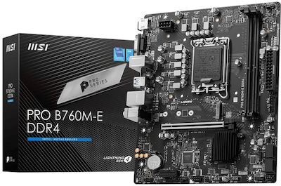 MSI Pro B760M-E DDR4 Micro ATX Дънна платка с Intel 1700 Гнездо