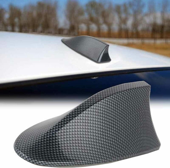 Car Antenna Roof Shark Universal with Cable 12V for Radio in Black Carbon Color