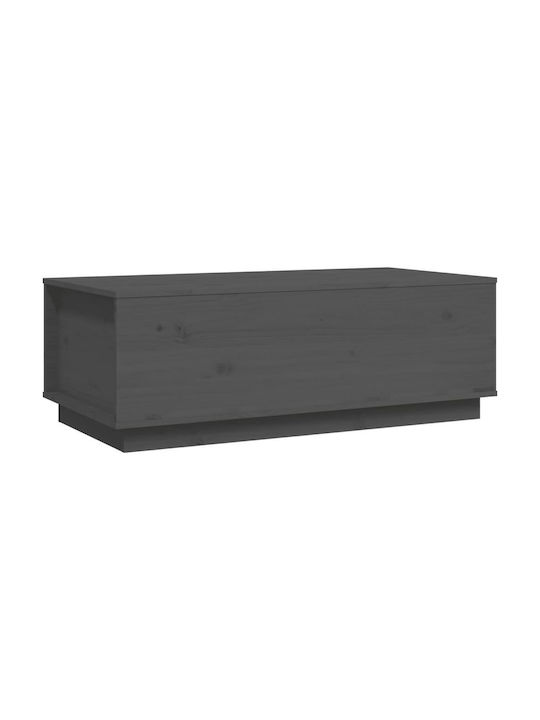 Rectangular Solid Wood Coffee Table with Lift Top Gray L100xW50xH35cm