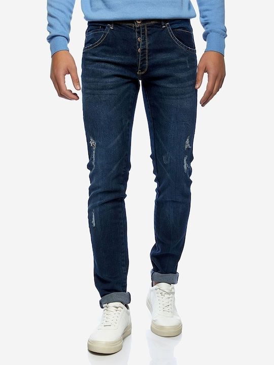 Herren Jeanshosen Elastisches Slim Fit Navy Blau