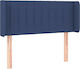 vidaXL LED Bed Headboard Fabric Blue 103x88cm