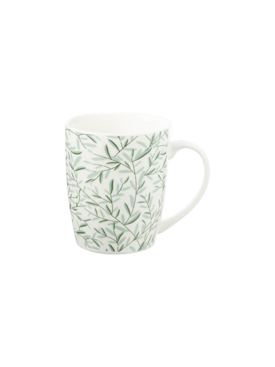 Floral Κούπα Κεραμική Πράσινη 330ml