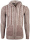 8001-005 Men's Knitted Cardigan with Hood Brown