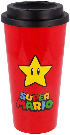 Stor Super Mario Bros Glass Thermos Stainless Steel BPA Free 520ml Red with Mouthpiece