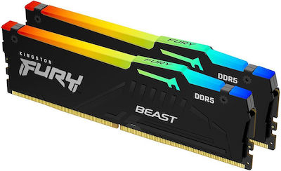 Kingston Fury Beast RGB 16GB DDR5 RAM mit 2 Modulen (2x8GB) und Geschwindigkeit 5600 für Schreibtisch