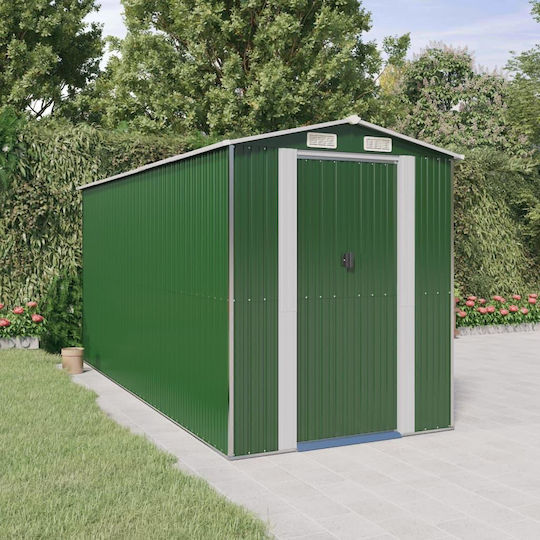 Metallic Garden Shed Galvanized Green with Air Vents L1.92xW4.4xH2.23m