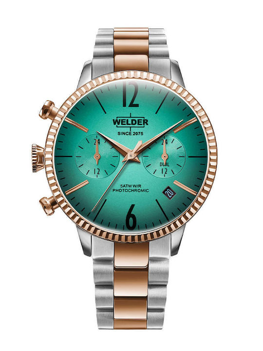 Welder Damen Uhr Chronograph mit Rose Gold Metallarmband