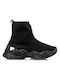 Envie Shoes Chunky Ankle Boots with Socks Black