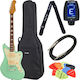 Harley Benton JA-60CC Set Elektrische Gitarre mit HHS Tonabnehmerkonfiguration Seafoam Green