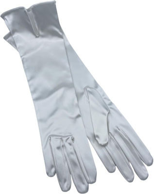 WHITE SATIN WEDDING GLOVES WITH CUT ON THE FINISH GUANTO ARTIGIANALE 38 CM