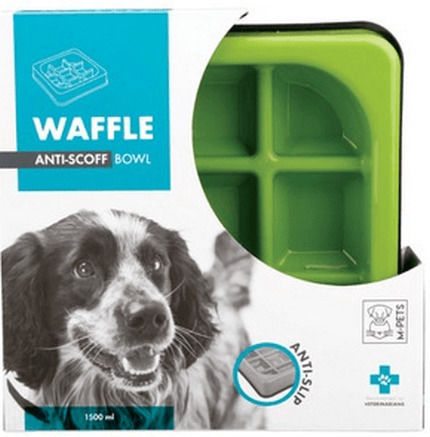 M-Pets Waffle Пластмаса Купа Вода Бавно Хранене за Куче в Зелен Цвят