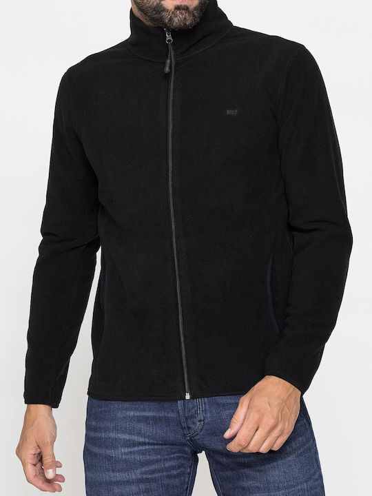 Carrera Jeans Jachetă Fleece pentru Bărbați cu Fermoar Neagră