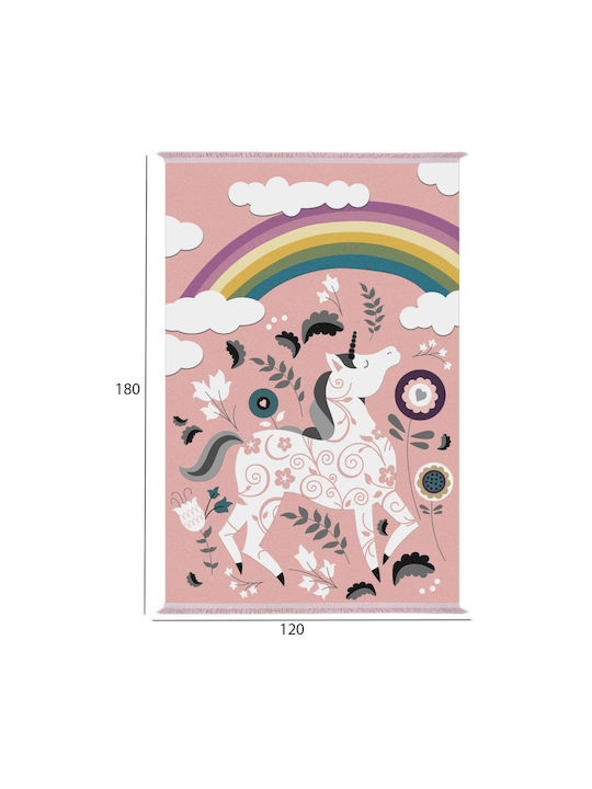 HomeMarkt Unicorn Rainbow Carpet Kinder Teppich Einhorn Rosa 120x180cm
