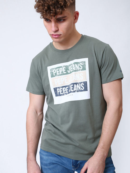 Pepe Jeans Acee Ανδρικό T-shirt Πράσινο με Στάμπα
