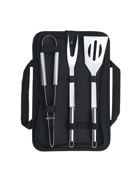 Set of 3 BBQ Tools with Carving Fork, Spatula, and Tongs