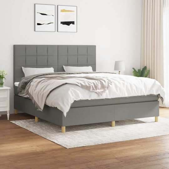 Bett Übergröße Mit Stoff bezogen Dark Gray mit Latten & Matratze 160x200cm