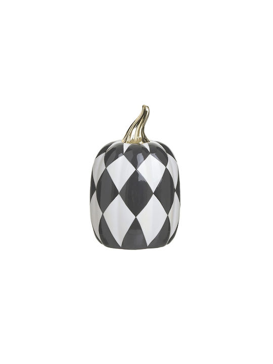 Inart Decorative Pumpkin made of Ceramic Material Black and white/gold 13x13x21cm 1pcs