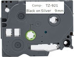 Brother P-Touch Etikettenband Schwarz auf Silber 8m x 9mm in Silber Farbe 1Stück TZE-921
