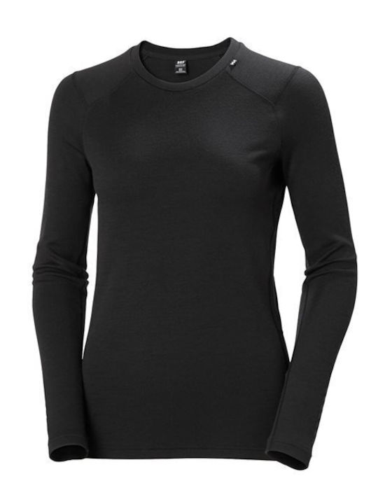 Helly Hansen Lifa Merino Midweight Crew Herren Thermo Langarmshirt Schwarz