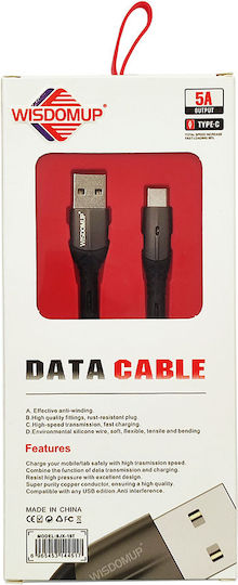 WisdomUp Wisdomup Braided USB 2.0 Cable USB-C male - USB-A Μαύρο 1m SJX-15T