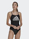 Adidas Athletic One-Piece Swimsuit Black