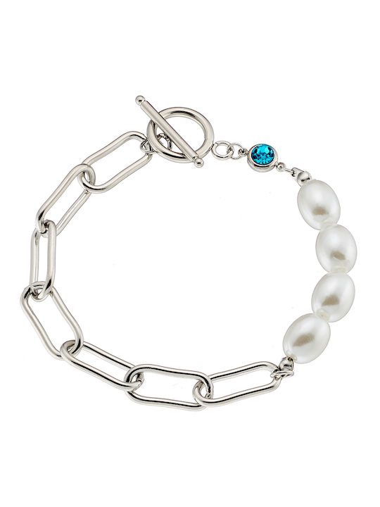 Oxzen Bracelet Chain made of Steel with Pearls