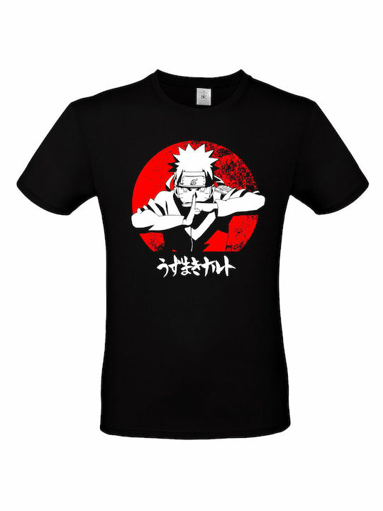 B&C T-shirt Naruto Uzumaki Cross σε Μαύρο χρώμα