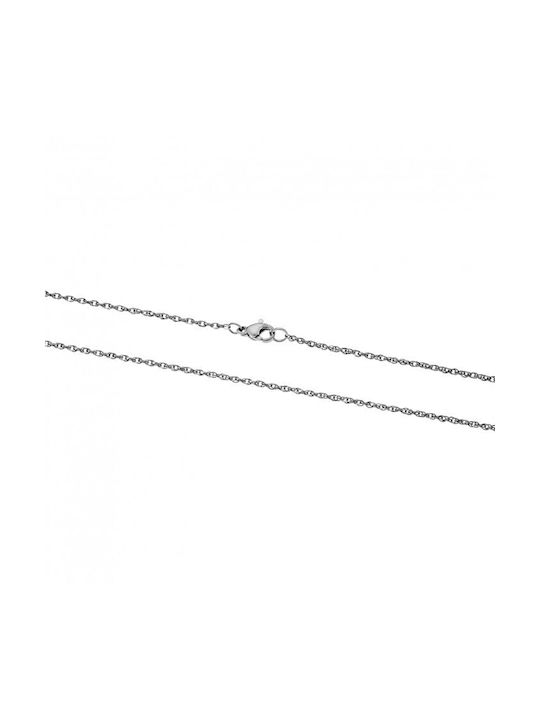 Senza Unisex Stainless Steel Neck Thin Chain White with Polished Finish 55cm