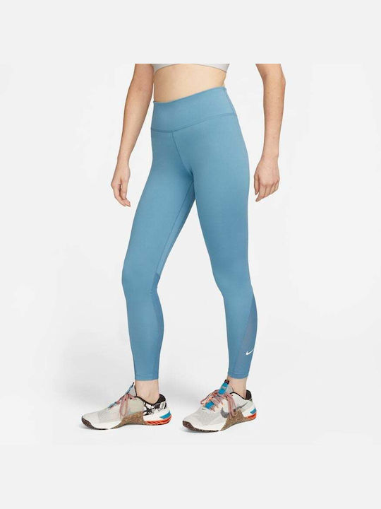 Nike Dri-Fit One Training Γυναικείο Cropped Κολάν Ψηλόμεσο Μπλε