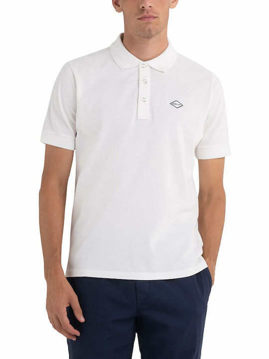 Replay Ανδρικό T-shirt Polo Λευκό