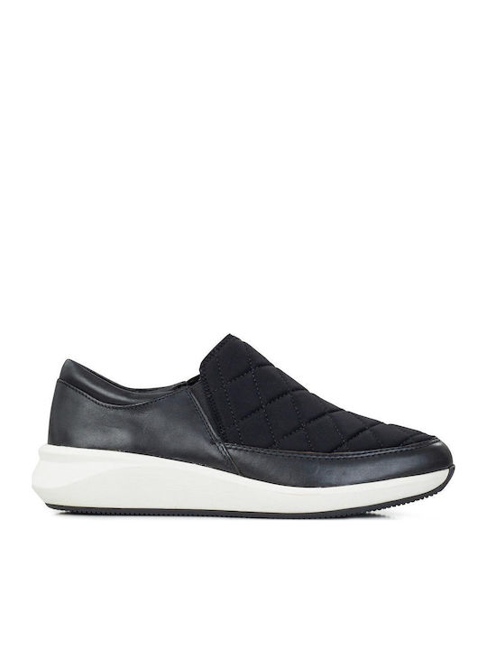 Un Rio Spark Γυναικεία Slip-On Δερμάτινα Μαύρα