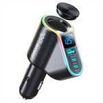 Joyroom Car Charger Black Fast 4in1 Pd Fast Charging with Ports: 1xUSB 2xType-C 1xCigarette Lighter