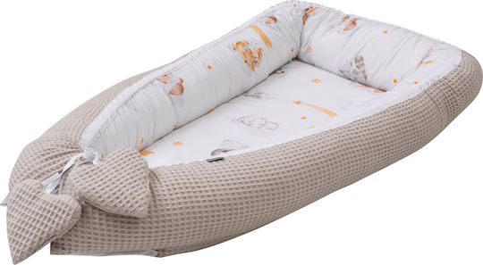 Bubaba Pernă pentru bebeluși în formă de cuib Sleepy Animals Bej 60x90buc